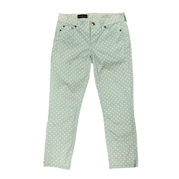 J.Crew Matchstick Jeans Women's Size 27 Mint Green Polka Dots Cropped Pants - Picture 1 of 10